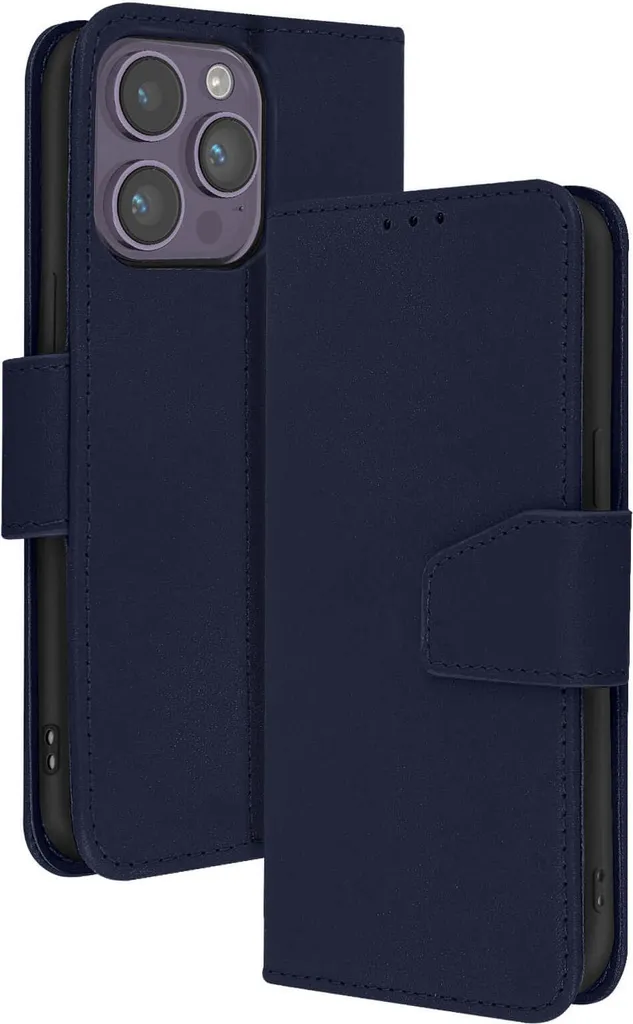 Cover Protettiva iPhone 14 Pro Avizar Pelle Blu - Protezione 360 Gradi