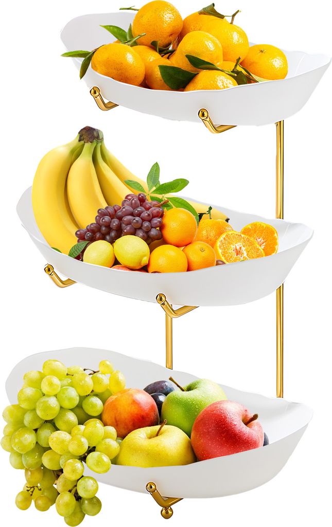 Obstschale fuer die Kuechentheke, 3-stoeckiger Obstkorb aus Produktbild 