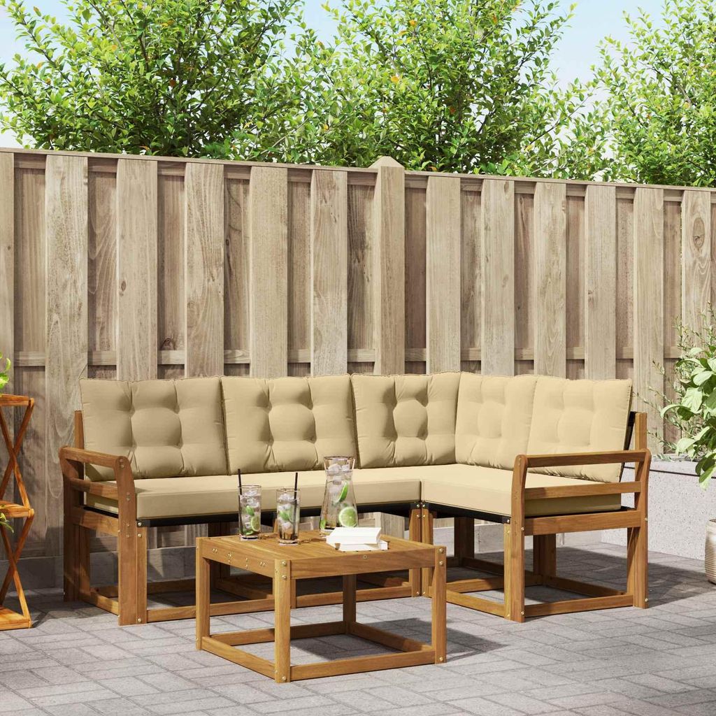 "Summerschlussverkauf"Outdoor-Sofagarnitur - CLORIS - Balkonmöbe/Sitzgruppe - mit Kissen 5 pcs - Moderne Design - Natur und Beige - Gartensofas DE...