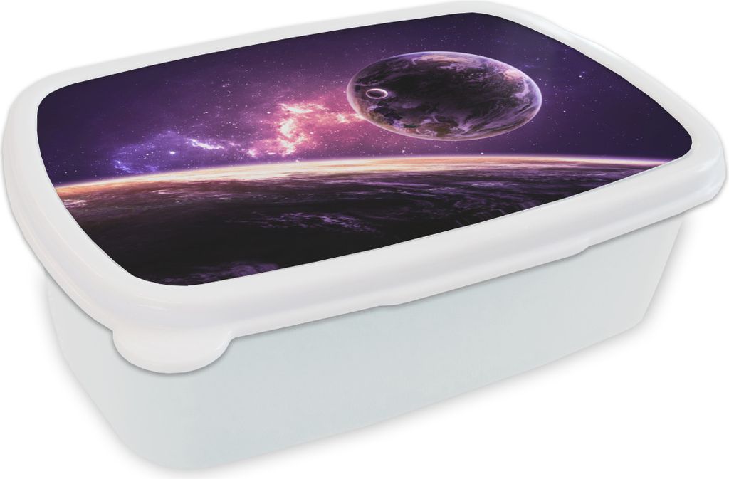 KitchenYeah Lunchbox Brotzeit Brotdose 17x11 cm Planeten - Weltraum - Sterne Kinder Brotzeitdose - Lunch Box - Kinder - Sandwich-Box - Schulbox -...