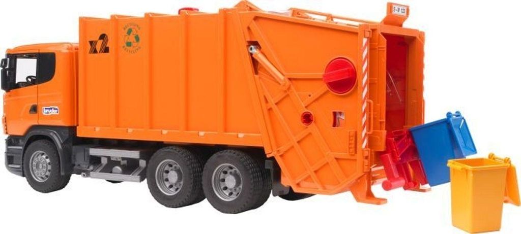 Bruder Scania R-Serie Müll-LKW (orange), 1 Stück Produktbild 