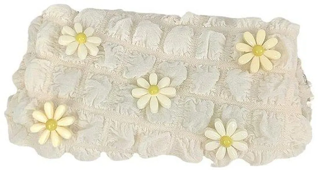 Petite trousse à maquillage beige élégante en velours pour sac à main