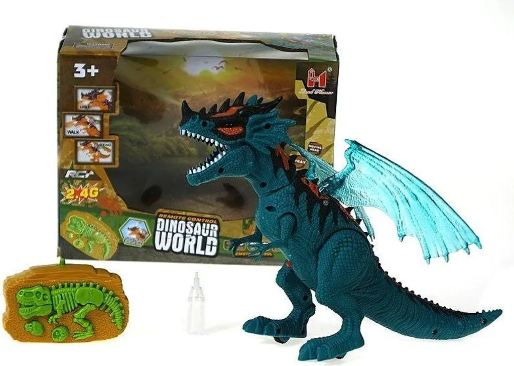 Dragon Marcheur Radio-piloté avec Rugissements et Éclairage LED Rouge