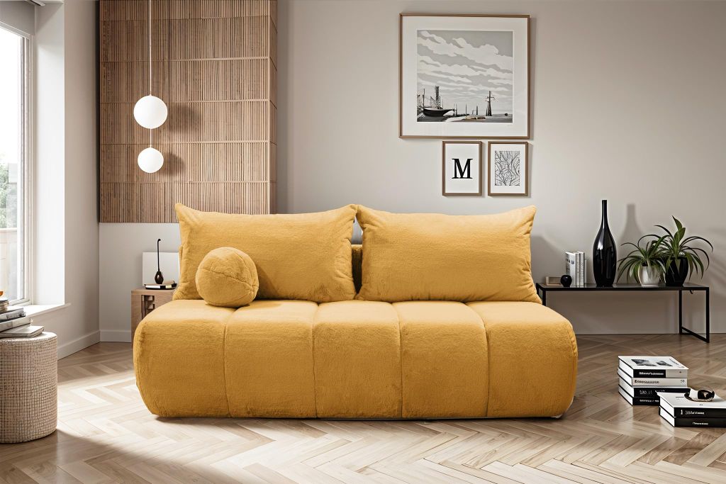 Schlafsofa Designersofa Sofa 3-Sitzer ANZIA in Stoff Bunny Orange