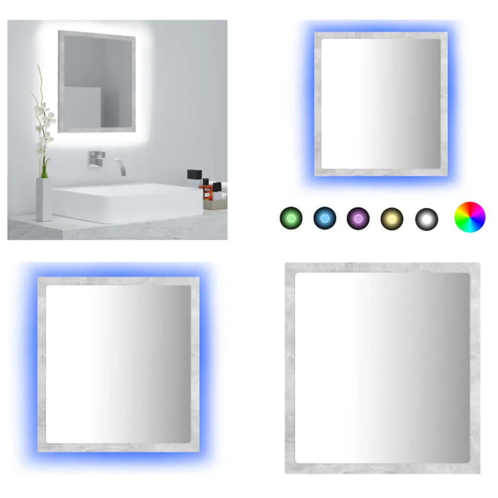 Specchio da Bagno LED vidaXL 40x8,5x37 cm Grigio Cemento - Modern Style