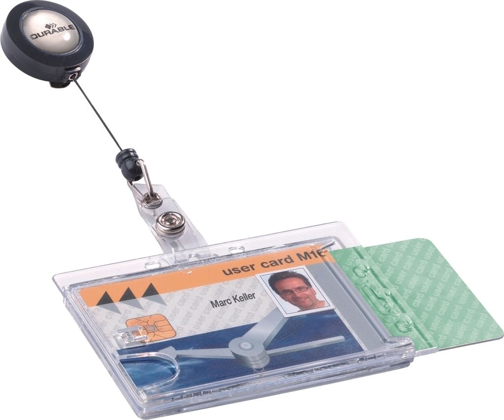 Betriebsausweis-Namensschild Doppelbox mit Ausweishalter VE=6x10 Stück
