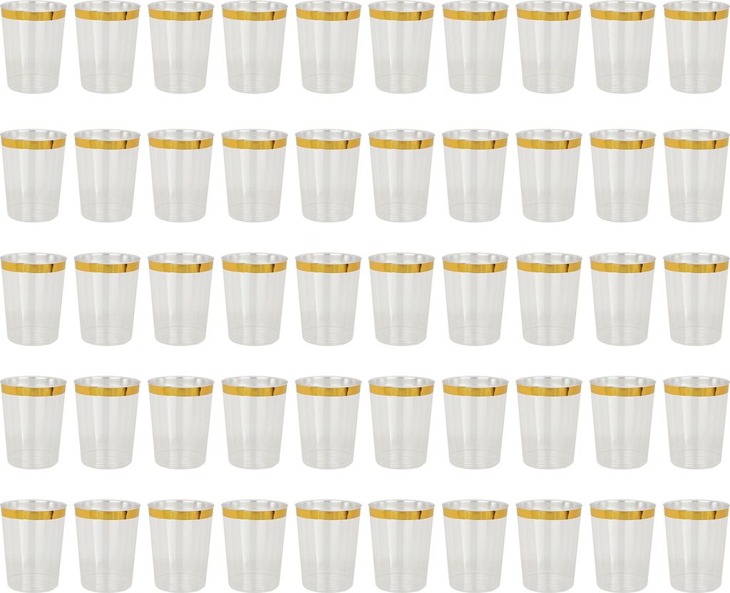50 Stück 284 ml Becher, elegante Becher mit Goldrand, robuste Wein- und Cocktailgläser, ausgefallene, harte Saftbecher für Partys, Hochzeiten, G...