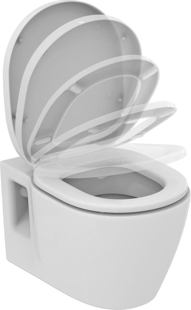 Ideal Standard Connect WC-Set, Wandtiefspül-WC mit Absenkautomatik, Rundes Design, Alpin Weiß