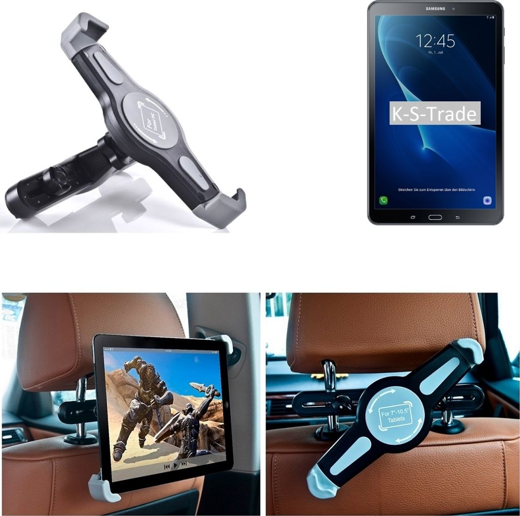 K-S-Trade Tablethalterung kompatibel mit Samsung Galaxy Tab A 10.1 (2016) KFZ Kopfstützen Halterung 360° Auto Sitzhalterung Headrest Holder Halter