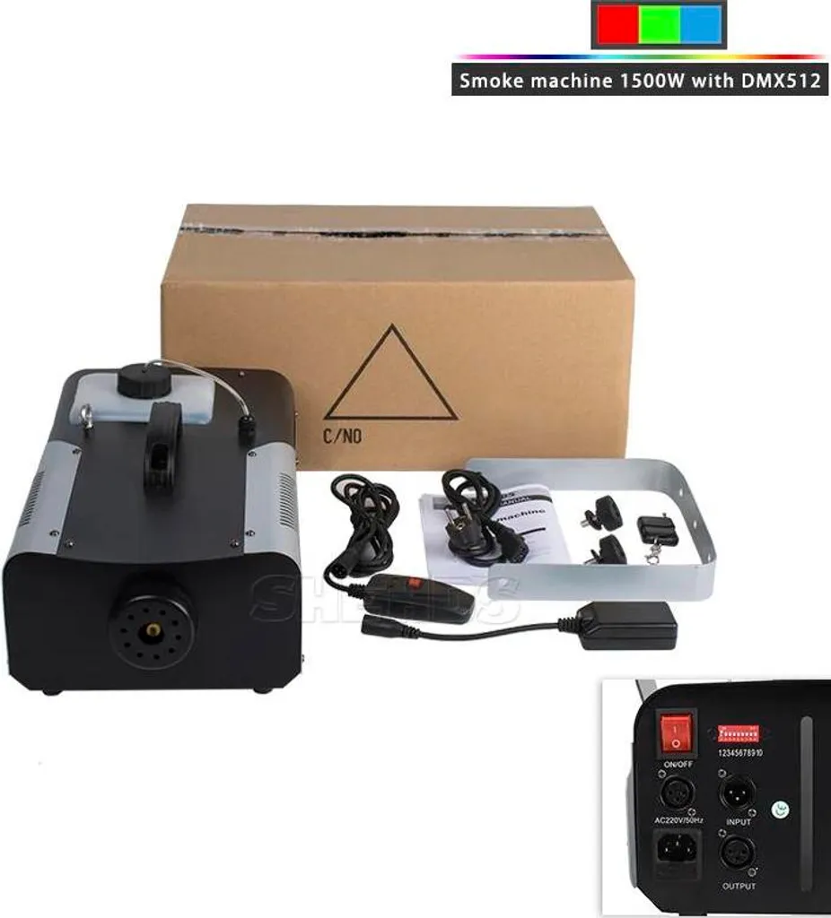 Machine à fumée DMX 1500W gros débit avec télécommande et prise EU - 2
