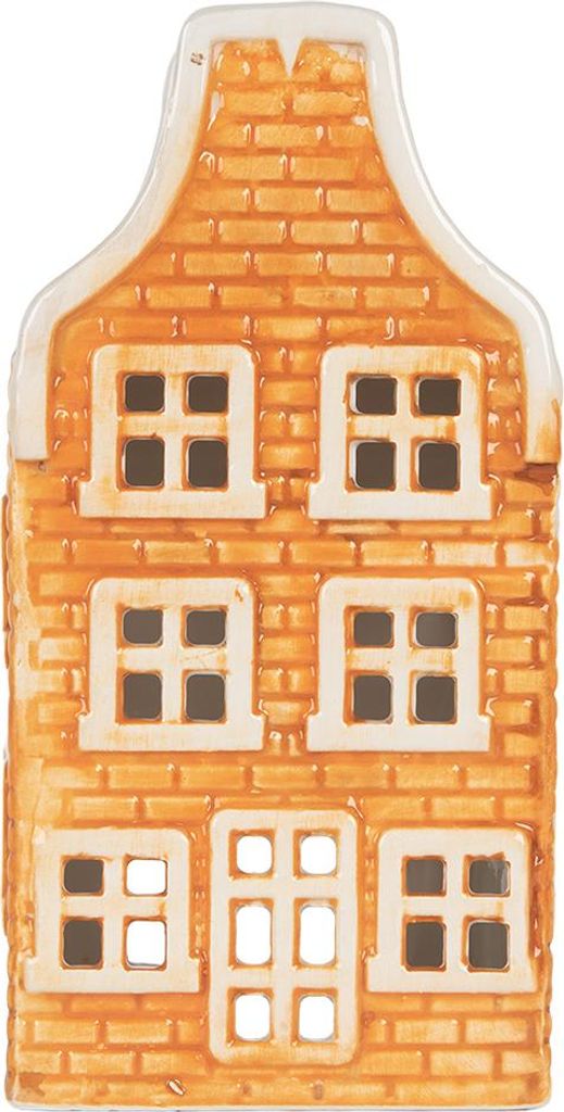 Clayre & Eef Teelichthalter Haus 9x10x19 cm Orange Keramik