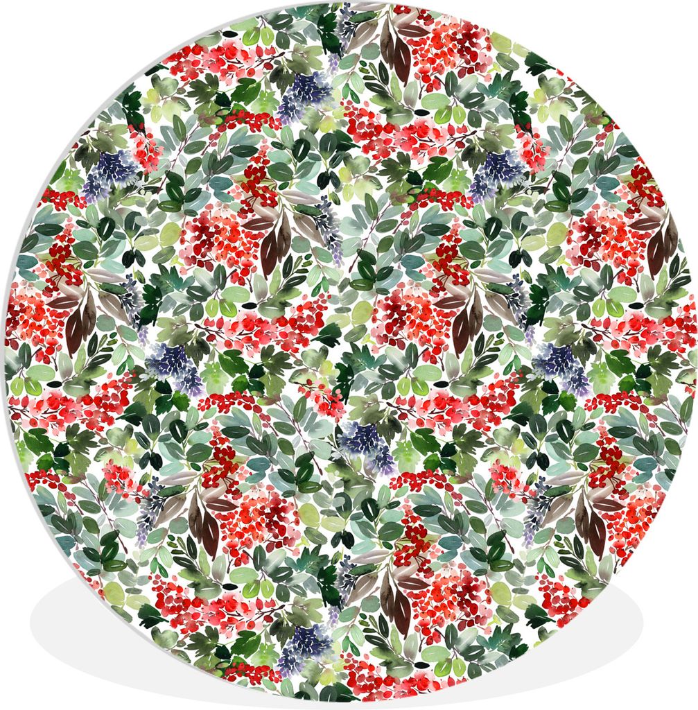 MuchoWow Rundes Wandbild - Runde Bilder Aquarell - Weihnachten - Mistelzweig Ø 30 cm Kreis Wanddekoration Kunststoff - Wandkreis - Wandschmuck -...