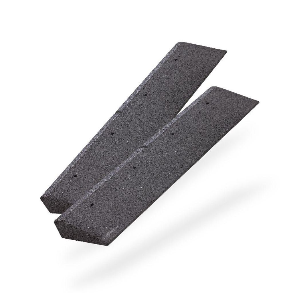 bepco Bordsteinkanten-Rampe-Set (2 Stück), Bordsteinrampe – Schwarz, mit eingelagerten Unterlegscheiben zur Befestigung, je 100 cm lang, 6 cm hoch