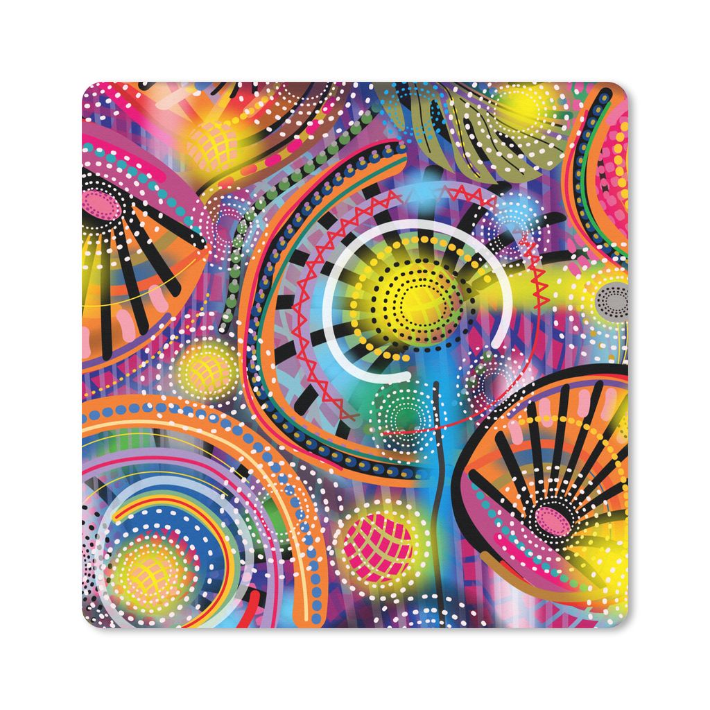 MuchoWow Mauspad Mousepad Formen - Kunst - Muster - Psychedelisch 30x30 cm - Mousepads - Maus Mat - Pad - Mausunterlage - Gaming