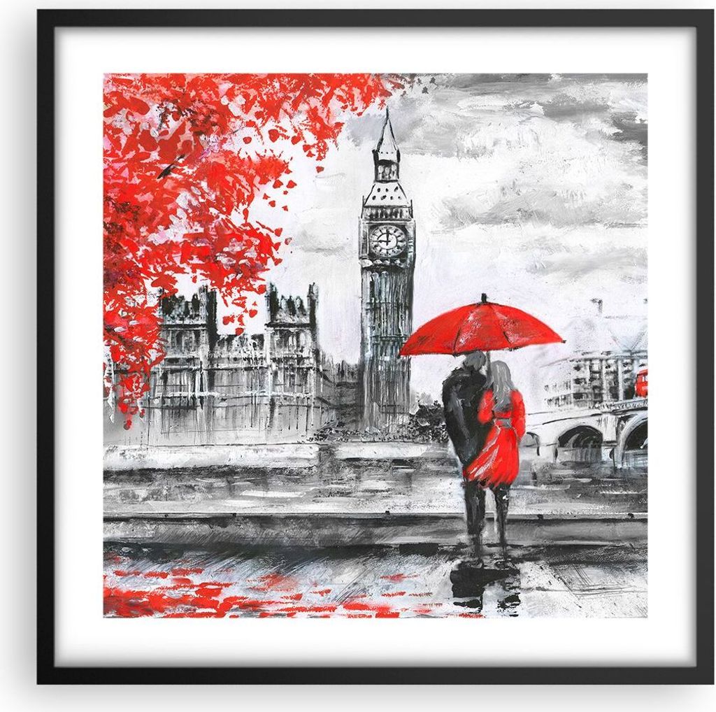 Gerahmtes Poster - Schwarzer Rahmen - London Architektur big ben - 50x50 cm - Wand Bild - Wanddeko - Wandbilder - Wandposter - Bilderrahmen - Bilde...