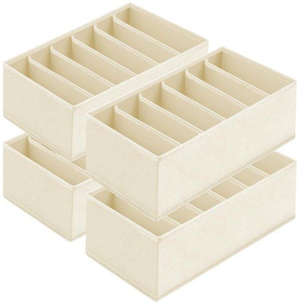 Lade-Organizer für 2 Stoffkästchen, 30 x 15 x 9 cm, Beige, für Unterwäsche, Socken, Babykleidung