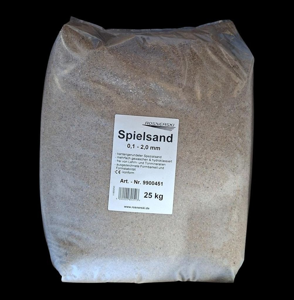 Spielsand 25 kg, 0,1-0,9 mm, kalkfrei, staubarm, gerundete Produktbild 