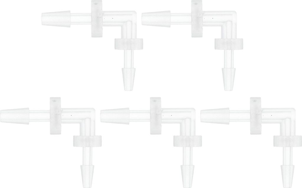 5 Stück Aquarium Kunststoff Schlauchstutzen 1/16" bis 3/32" Schlauchstutzen 90 Grad Winkel L Fitting Klar PP