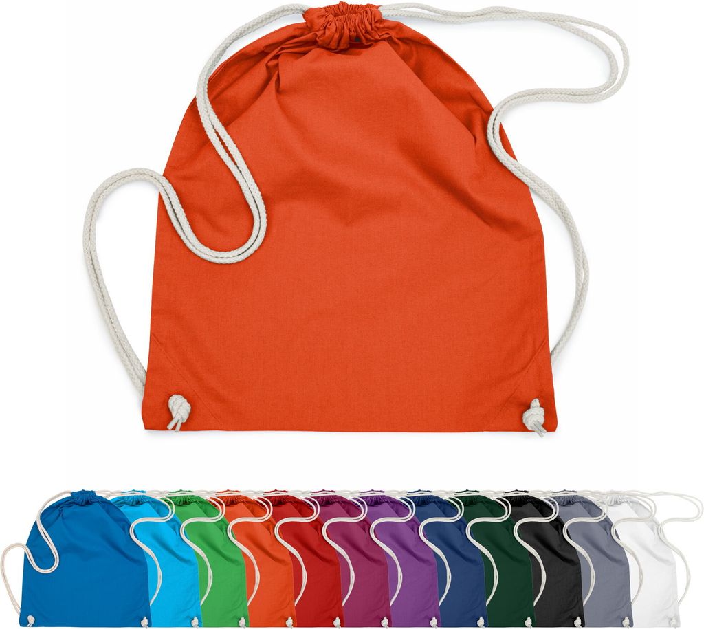 Baumwoll Turnbeutel 37x46 Sportbeutel Zuziehbeutel Gym Sack Schuhbeutel Rucksack, in Farbe: Orange