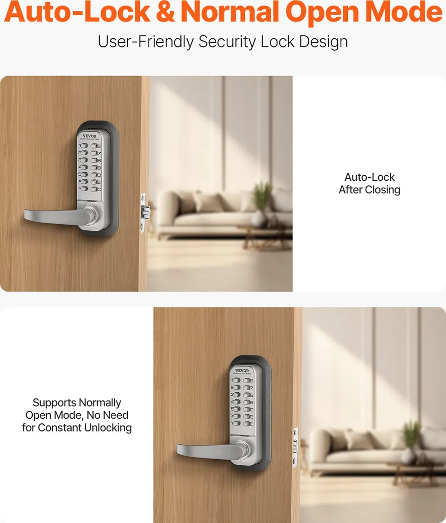 Serrure de Porte à Code Mécanique Extérieure - Verrou Inox VEVOR