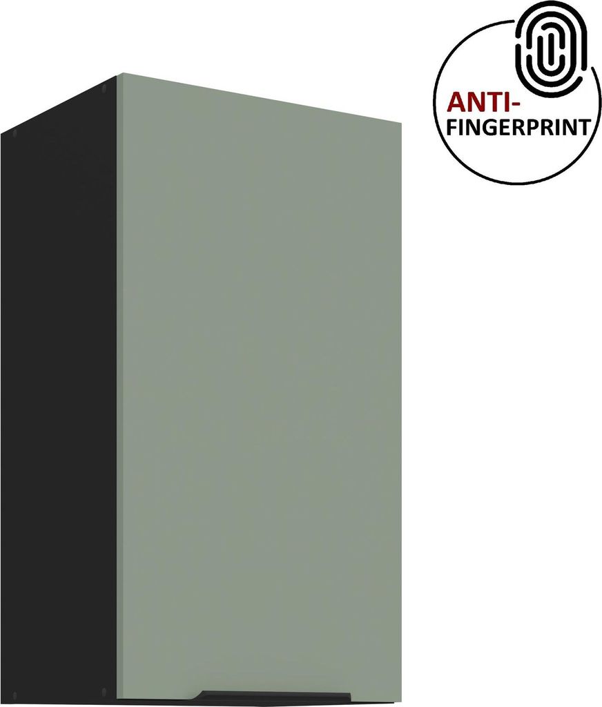 Küchen Hängeschrank 40 cm ARIA Aquamarin ultra matt + Schwarz matt, hochwertige Fronten mit Anti Fingerprint Beschichtung Küchenzeile Küchenblock