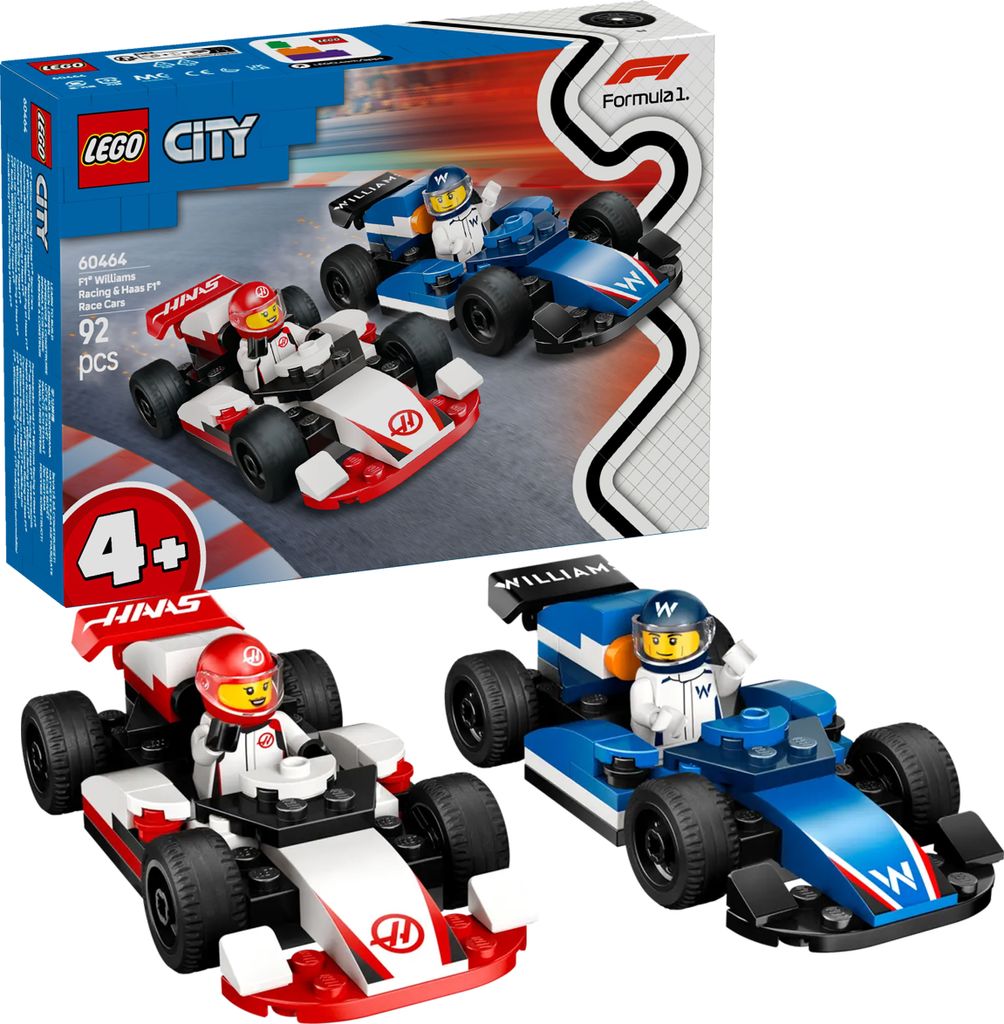 LEGO City F1 Williams Racing en Haas F1 raceauto's - Productafbeelding 