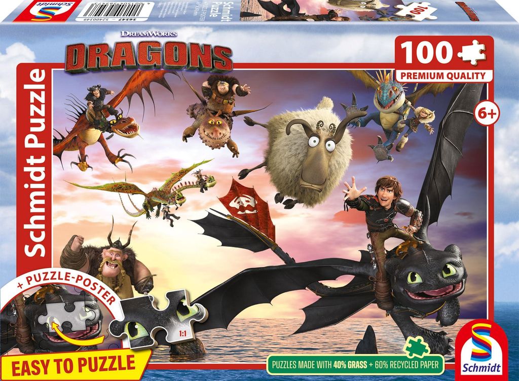 Schmidt® Spiele 56547 Dragons Drachenreiter Kinderpuzzle, Produktbild 