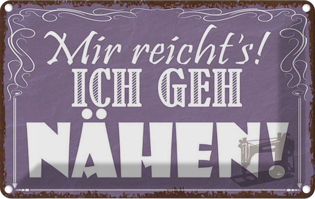 vianmo Blechschild 12x18 cm mir reicht`s ich geh nähen Dekoration Spruch Zitat
