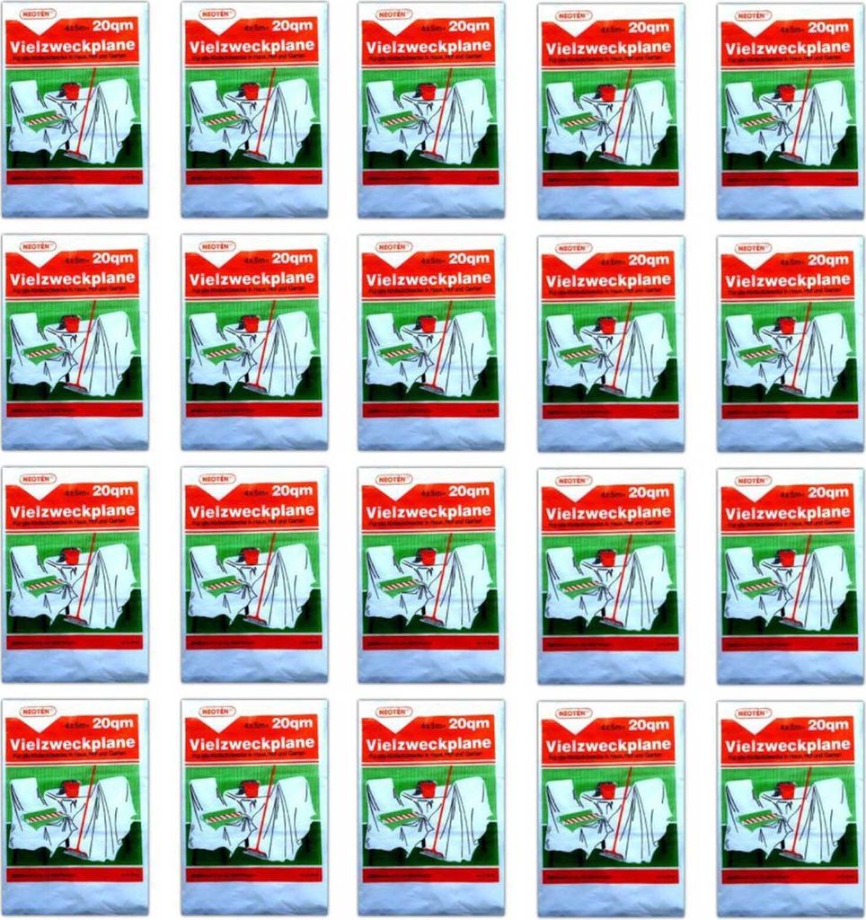 20x Vielzweckplane 4m x 5m Transparent Abdeckfolie Allzweckplane Malerfolie Abdeckplane Allzweckfolie Streichen Maler Plane Durchsichtig