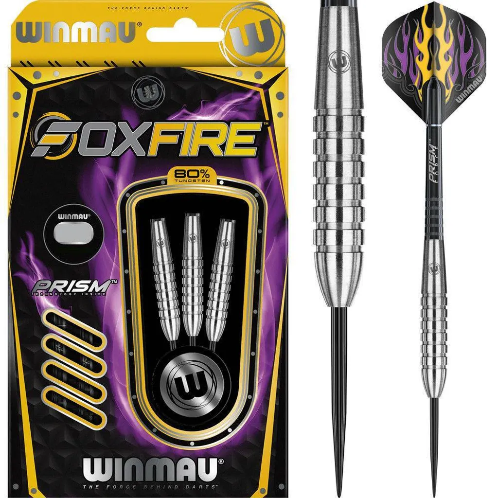 Fléchettes Winmau Foxfire 80% Tungstène 22g avec Grip Annulaire de Qualité - 10