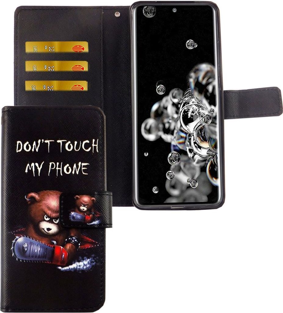 Samsung Galaxy S20 Ultra Tasche Handy Hülle Schutz-Cover Flip-Case mit Kartenfach Don't touch my phone