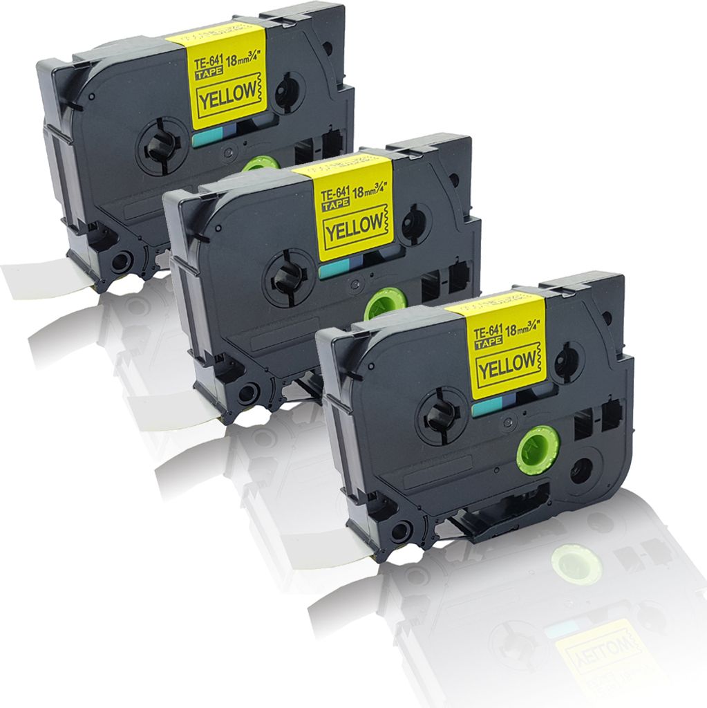 Print-Klex 3x Schriftbänder kompatibel kompatibel mit Brother P-Touch P700 P-Touch P750Series P-Touch P750TDI P-Touch P750W Schwarz auf Gelb 12mm ...