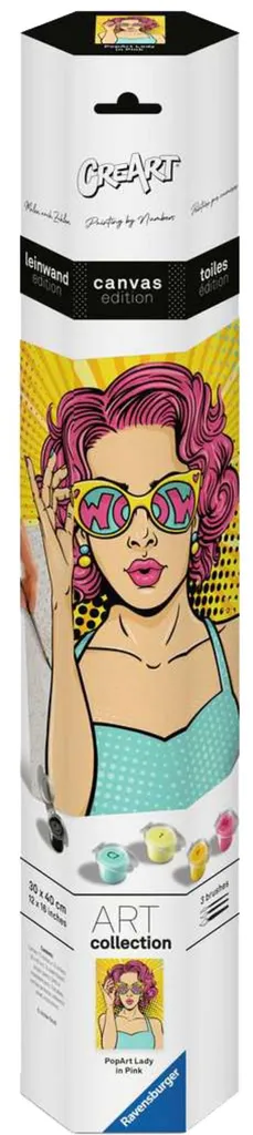 CreArt Lady in Pink PopArt : Peinture Acrylique sans Mélange 24x30cm