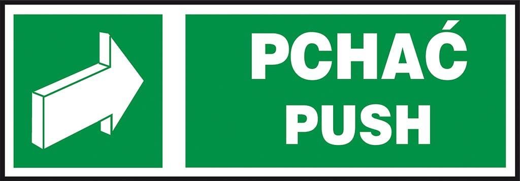 Evakuierungsschild "Push Push" in der Größe 50x150