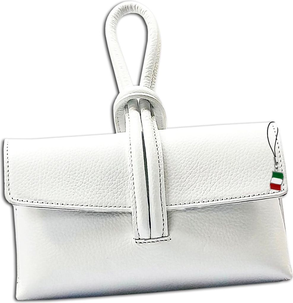Florence Leder Tasche Abendtasche Umhängetasche weiß OTF834W