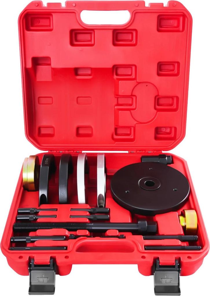 Radlager/Radnabenlager - Werkzeug-Set - Ausbau und Einbau - Für 82 mm Lager - Hochkohlenstoffstahl - Gehärtet & Wärmebehandelt - Koffer 39×36×...