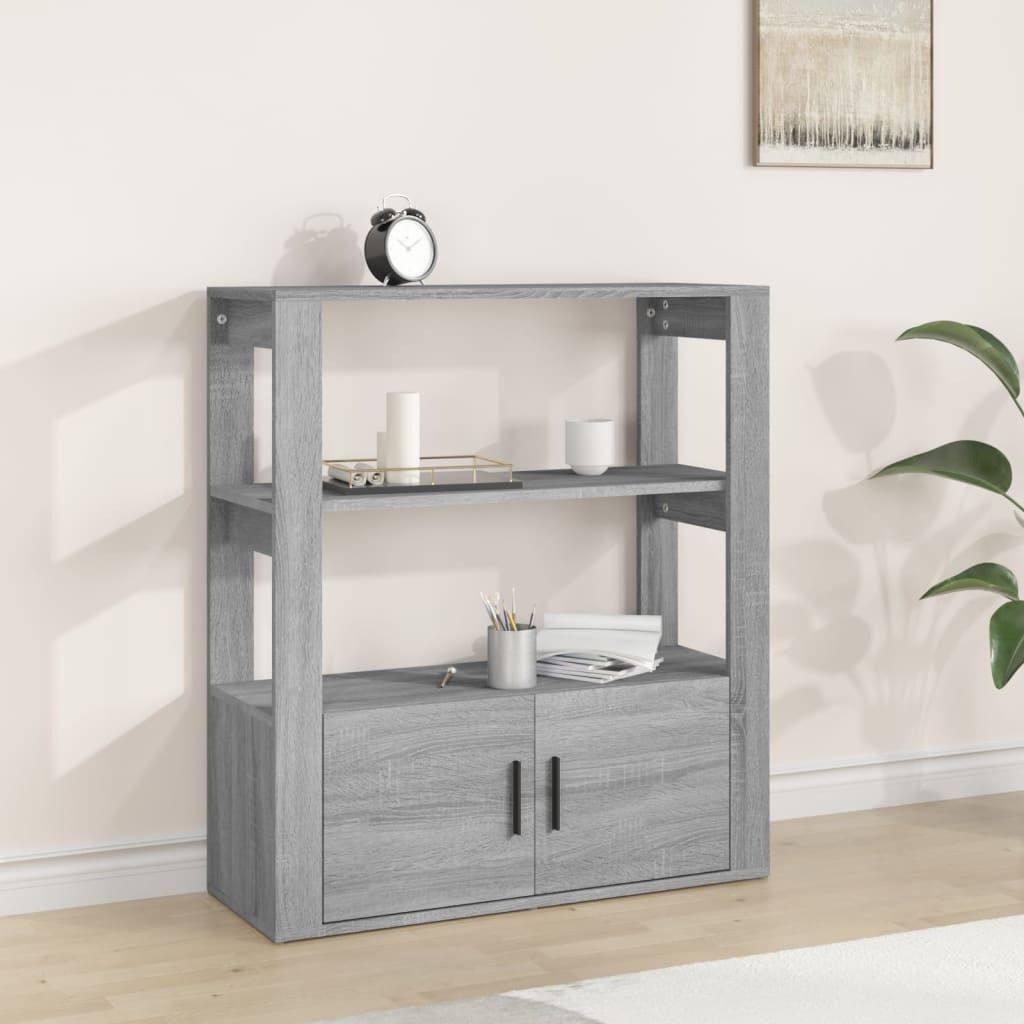 ( )Sideboard/Kommode - elegantes Design - Buffetschrank - Grau Sonoma 80x30x90cm Holzwerkstoff DE514158 - Kommoden