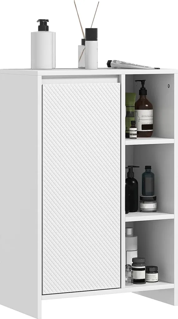 Petite étagère salle de bain gain de place blanche 53 cm de large