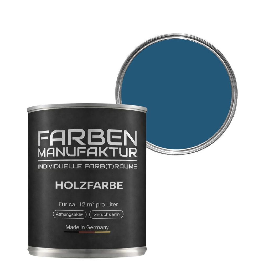 Farben Manufaktur Holzfarbe Wetterschutzfarbe Holzlack RAL deckend 5L - ca. RAL 5009 Azurblau
