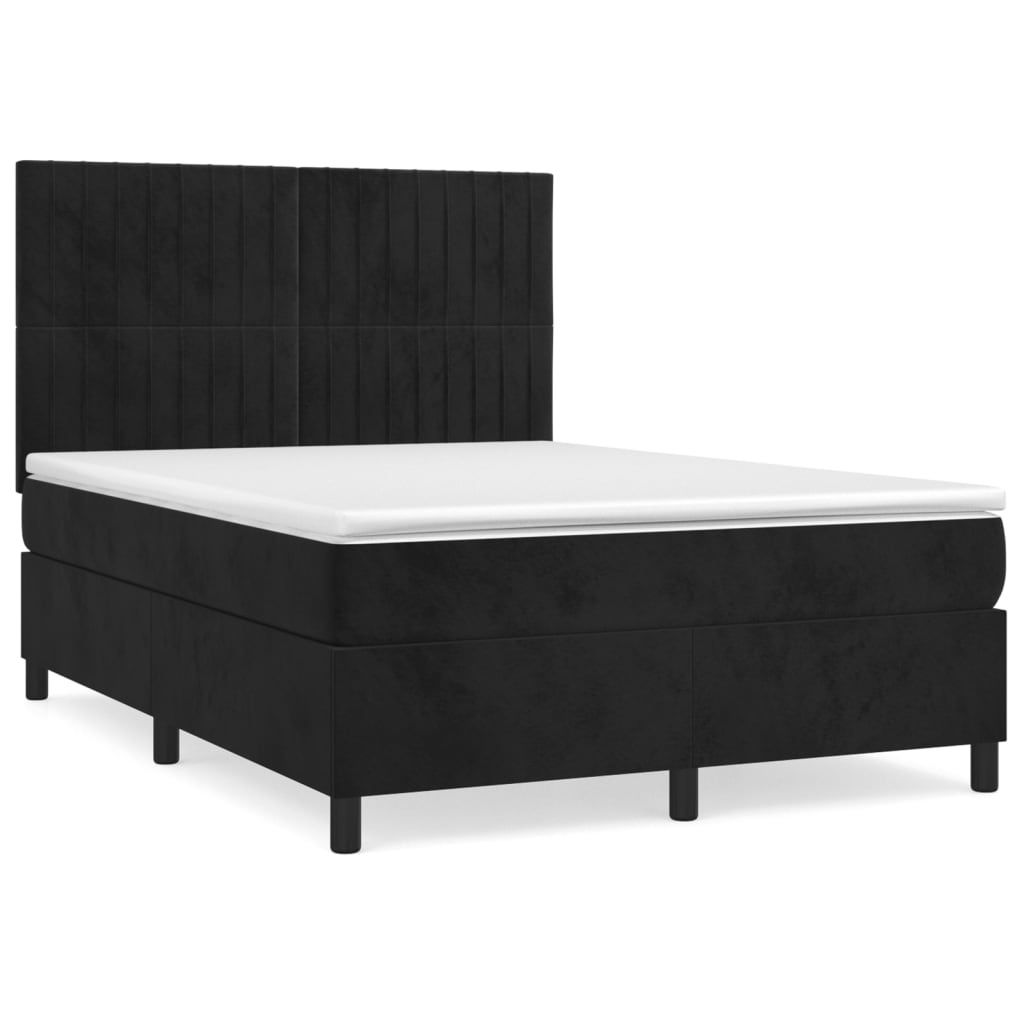 "2026 MODERNE"Boxspringbett Modernes/Doppelbett - Polsterbett Erwachsene/r /Kind - mit Matratze Schwarz 140x190cm Samt - Klassische Betten NeuMöbe...