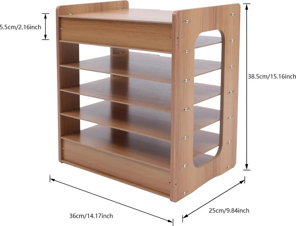 Rangement de documents à 7 niveaux en bois HDF pour format A4 - 3