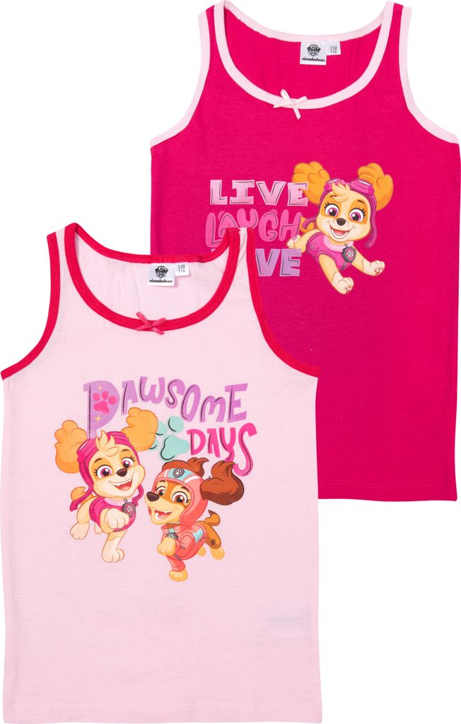 Paw Patrol Unterhemd für Mädchen - Kinder Tank Top Hemdchen Unterwäsche Rosa/Pink (2er Pack) 98-104