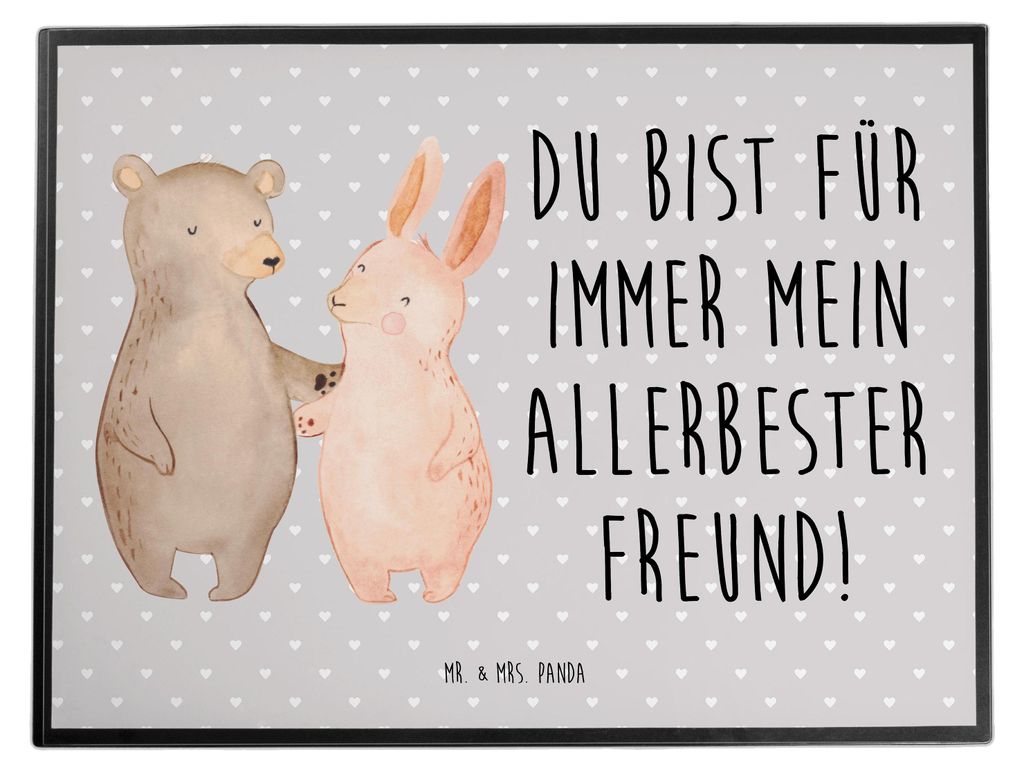 Mr. & Mrs. Panda malmatte Bär und Hase Umarmen - Grau Pastell - Geschenk, Freundin, Umarmung, schreibtischunterlagen, für Immer, Unterlage Schrei...