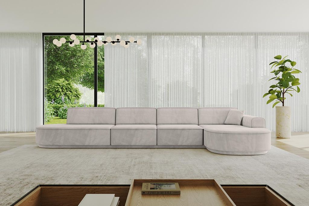 ALTDECOR Ecksofa in L-Form MARI-L3-v3 - 413x171x83 cm Hellbraun - Corner Sofa Bett Eckcouch Couch Wohnlandschaft Cauchsofa
