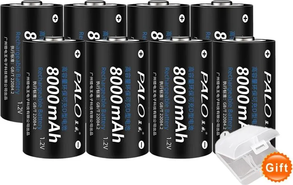 Piles rechargeables D HR20 haute capacité 10000mAh lot de 8 unités