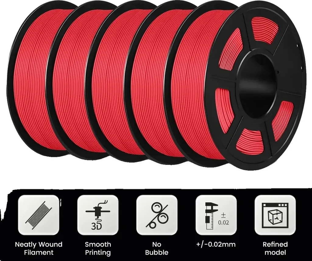 Filament 3D Rouge Mat 1kg : Finition Lisse sans Marques de Couches