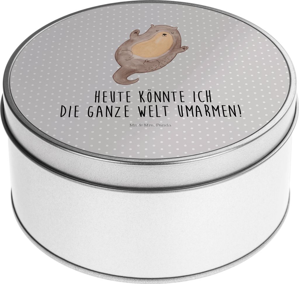 Mr. & Mrs. Panda Kaffeedose Otter Umarmen - Grau Pastell - Geschenk, glücklich, Blechdose, gut Gelaunt, Optimistisch, keksdosen, Seeotter See, Run...