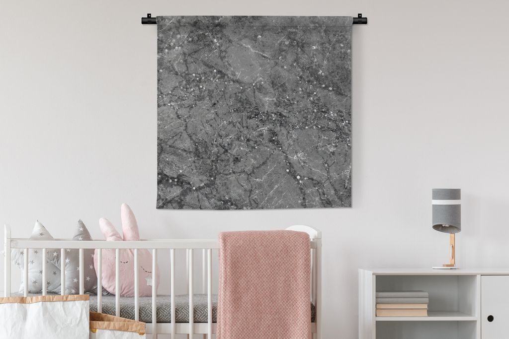 MuchoWow Wandteppich Wandbehang Marmor - Grau - Luxus 90x90 cm Tapisserie Dekoration Wandtuch - Wandaufhänger