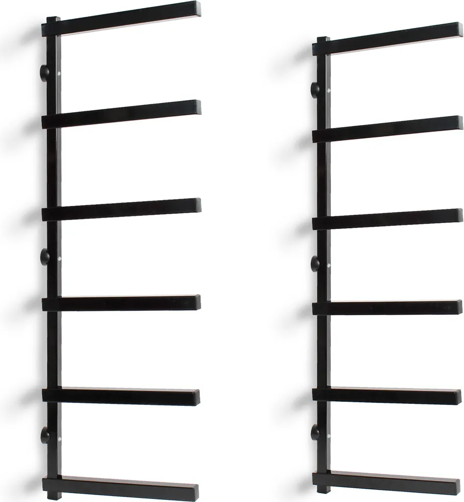 Scaffale Parete XPOtool Nero 6 Ripiani | Magazzino Legno 50kg x Livello