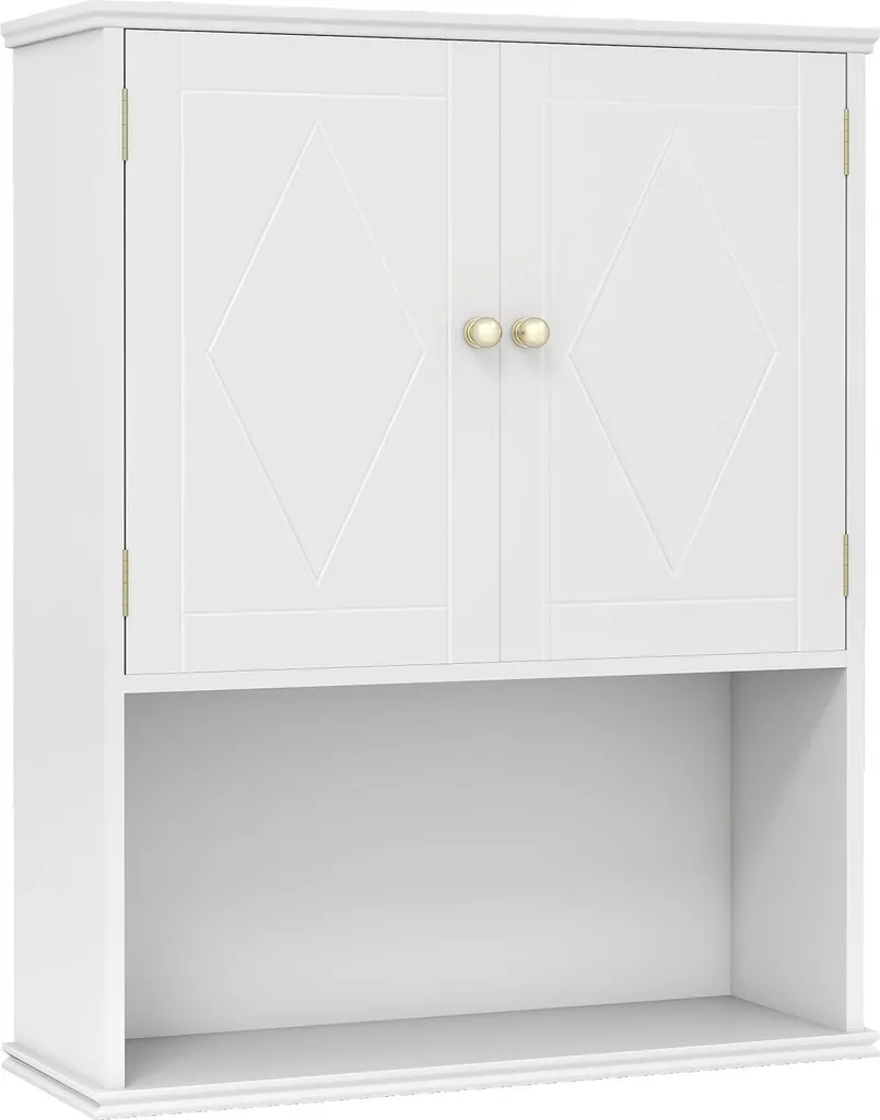 Mobiletto Bagno a Parete Bianco 2 Ante - Pensile Salvaspazio MDF